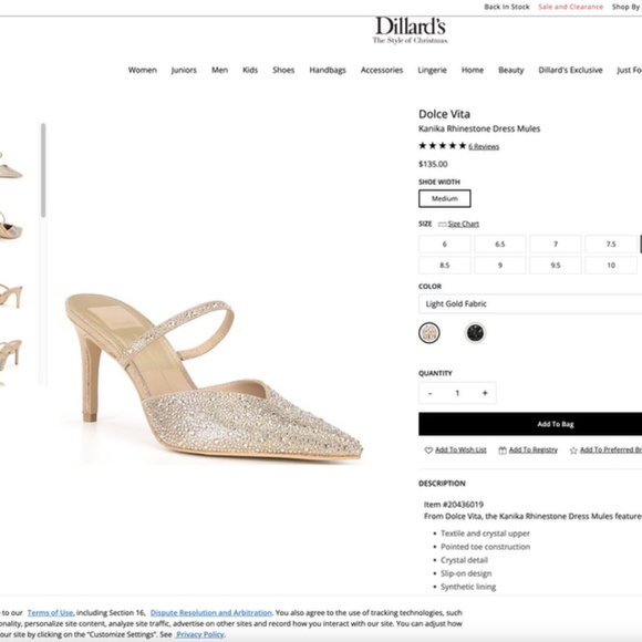 Dolce Vita Kanika Rhinestone Crystal Heels Dress Mules Champagne Sparkle 8.5 - Picture 10 of 10